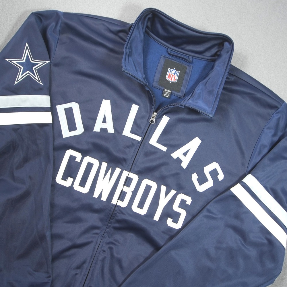 Dallas Cowboys Embroidered NFL Fleece Lined Men Track Jacket XXL Retro Texas